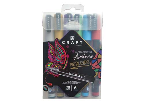 MARCADORES ACRÍLICOS SET-6 COLORES 5MM METÁLIZADOS